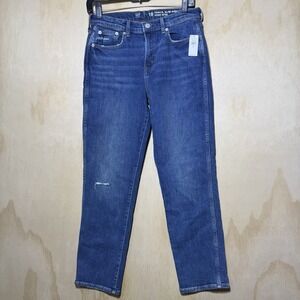 GAP Kids Jeans Size 18 High Rise Pencil Slim Blue Denim Distressed NWT